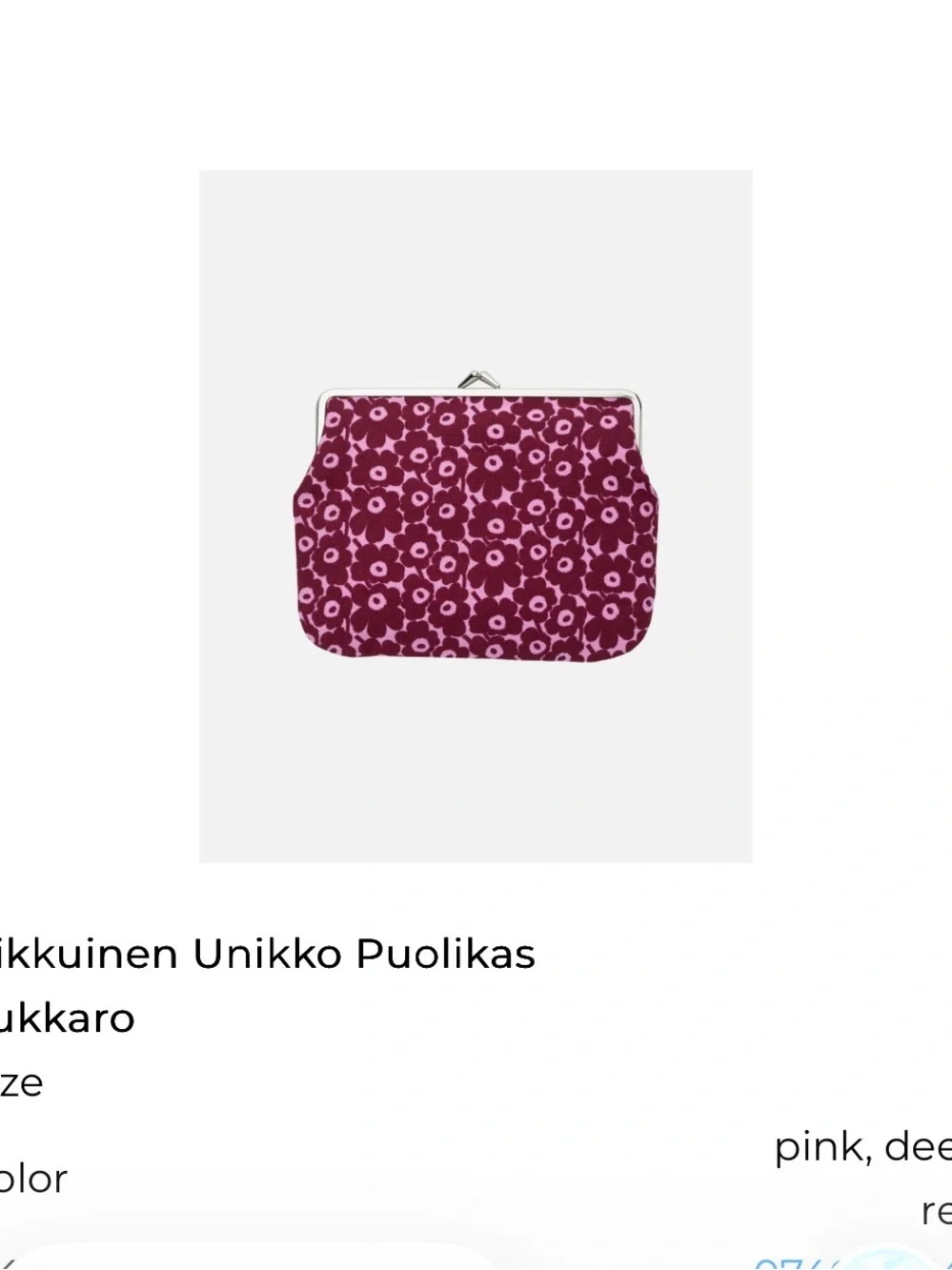 NWT new MARIMEKKO Pikkuinen Unikko poulikas kukk floral pouch bag